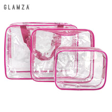 Load image into Gallery viewer, Glamza 3 Set PVC Clear Travel Bags Pink
