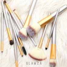 Load image into Gallery viewer, Glamza 12pc Champagne Makeup Brush Set