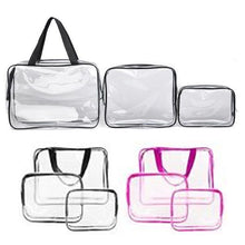 Load image into Gallery viewer, Glamza 3 Set PVC Clear Travel Bags Pink