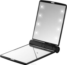 Load image into Gallery viewer, Glamza Portable LED Make Up Flip Mirror Black