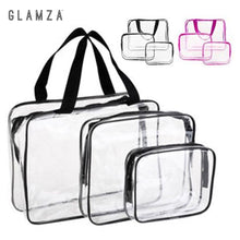 Load image into Gallery viewer, Glamza 3 Set PVC Clear Travel Bags Pink