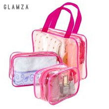 Load image into Gallery viewer, Glamza 3 Set PVC Clear Travel Bags Pink