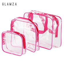 Load image into Gallery viewer, Glamza 3 Set PVC Clear Travel Bags Pink