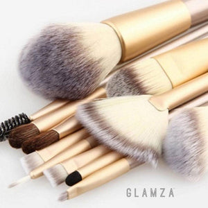 Glamza 12pc Champagne Makeup Brush Set