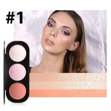 Load image into Gallery viewer, 3 Colour Blusher Highlighter Palette