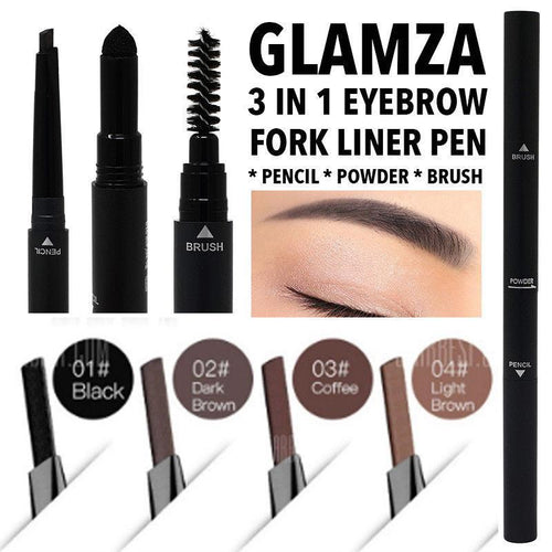 Glamza 3 in 1 Eyebrow Fork Liner Pen