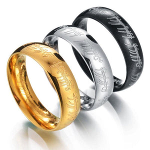 Mens Lord Vintage Stainless Steel Rings Bilbo's Hobbit Ring Gold