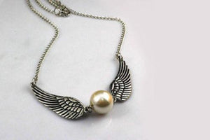 Potter Angel Magical Golden Brush Magical Wizard Doubled Winged Necklace
